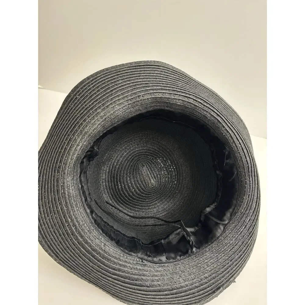 August Hat Company Black “Classic Kettle” Straw Sunhat, Braided Band - Picture 5 of 6